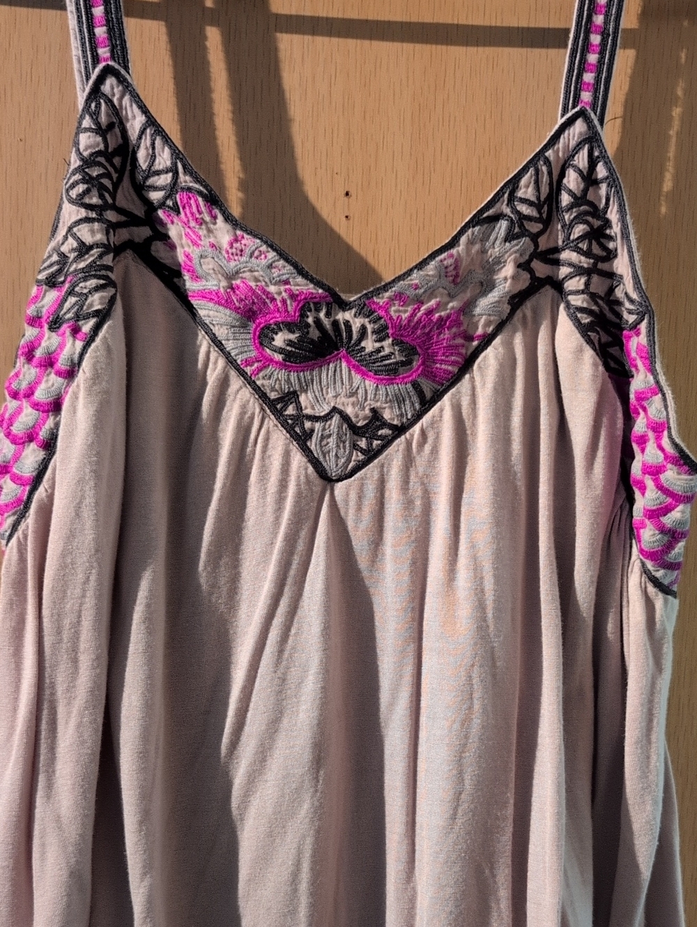O'Neal Embroidered V-Neck Spaghetti Strap Top in Lavender And Pink - Picture 2 of 7